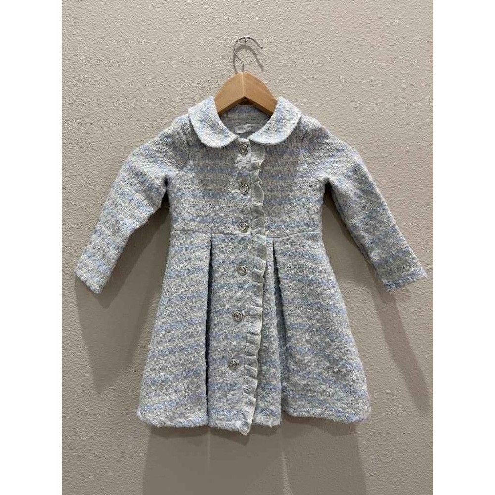 Nannette Light Blue Metallic Tweed Ruffle Princess Coat Jacket Sz 4